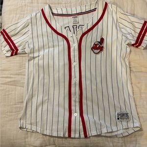 Cleveland Indians pinstripe button up “jersey” - VS Pink brand